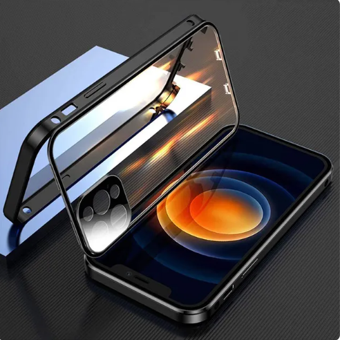 Doppelseitige Glas-Schnappverschlusshülle für iPhones