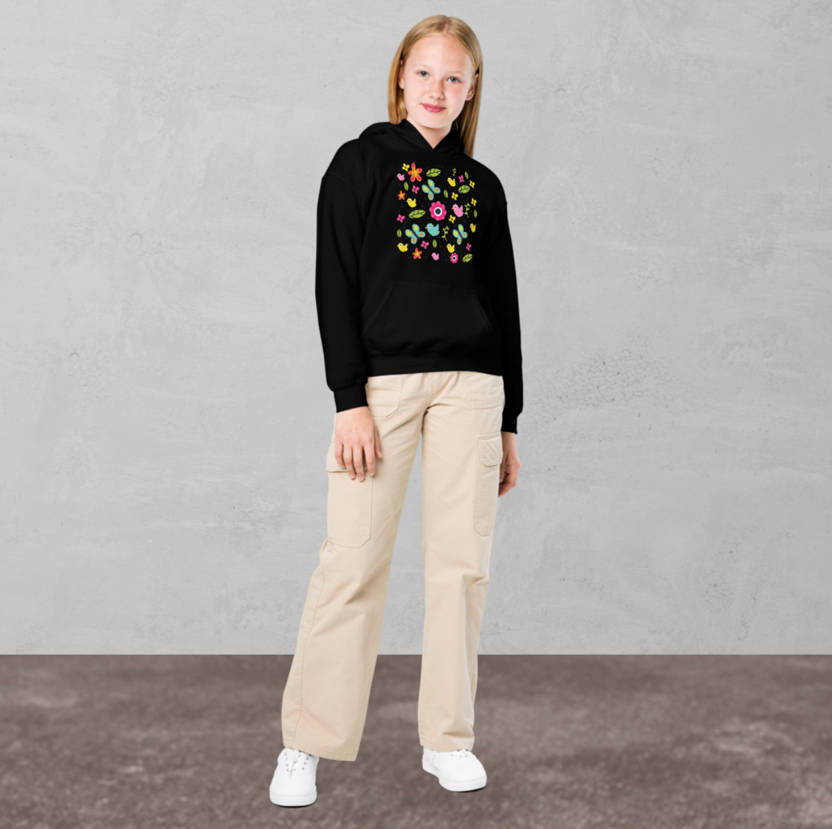 Sudadera juvenil con capucha para niñas.