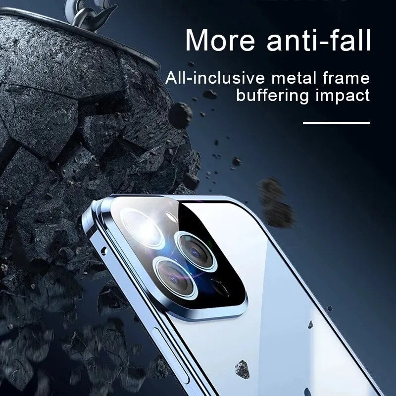 Doppelseitige Glas-Schnappverschlusshülle für iPhones