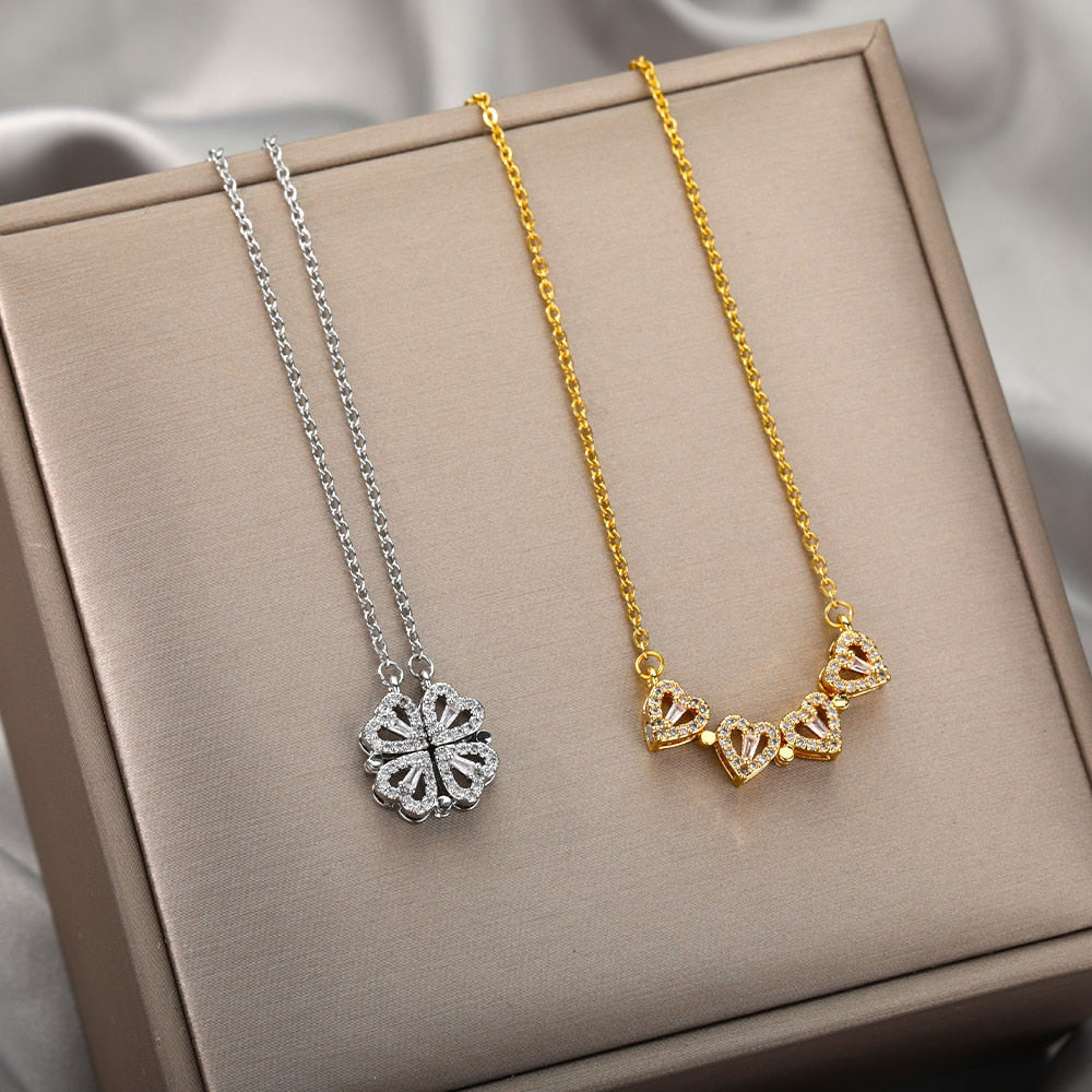 Detachable four leaf clover necklace