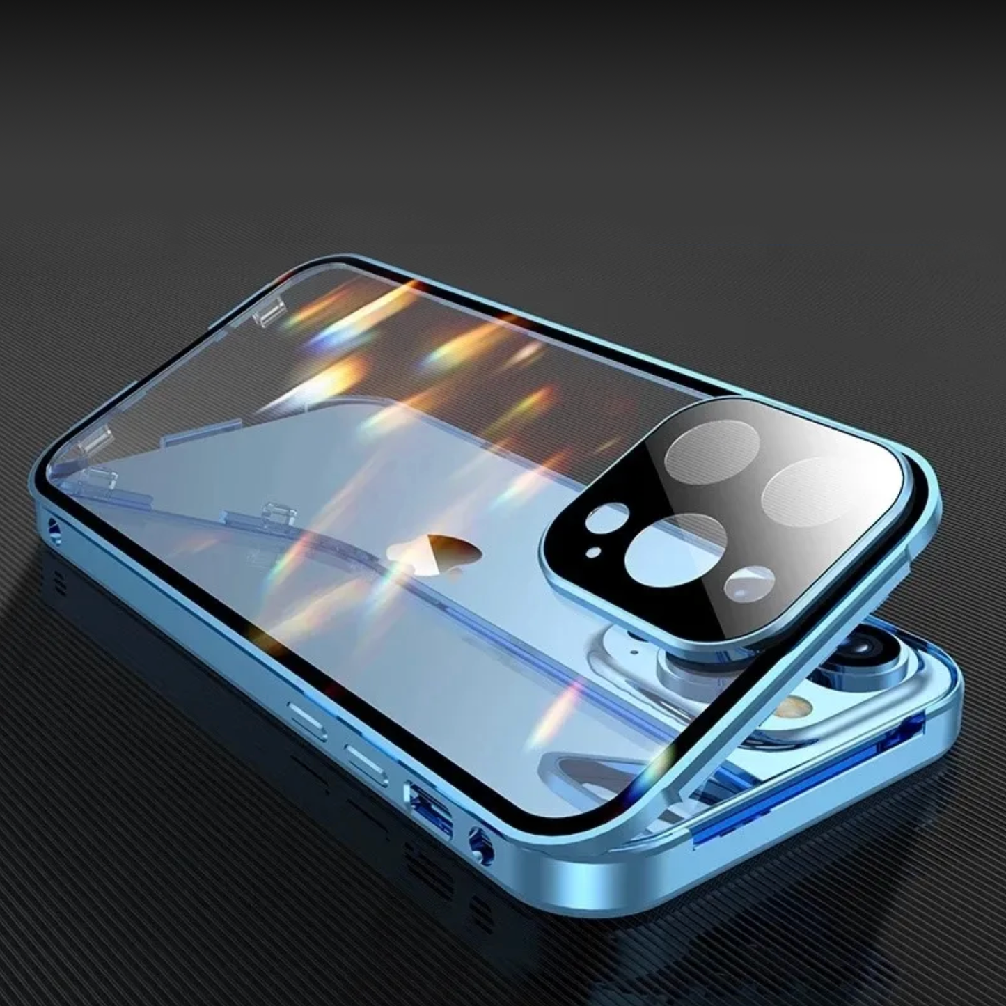 Doppelseitige Glas-Schnappverschlusshülle für iPhones