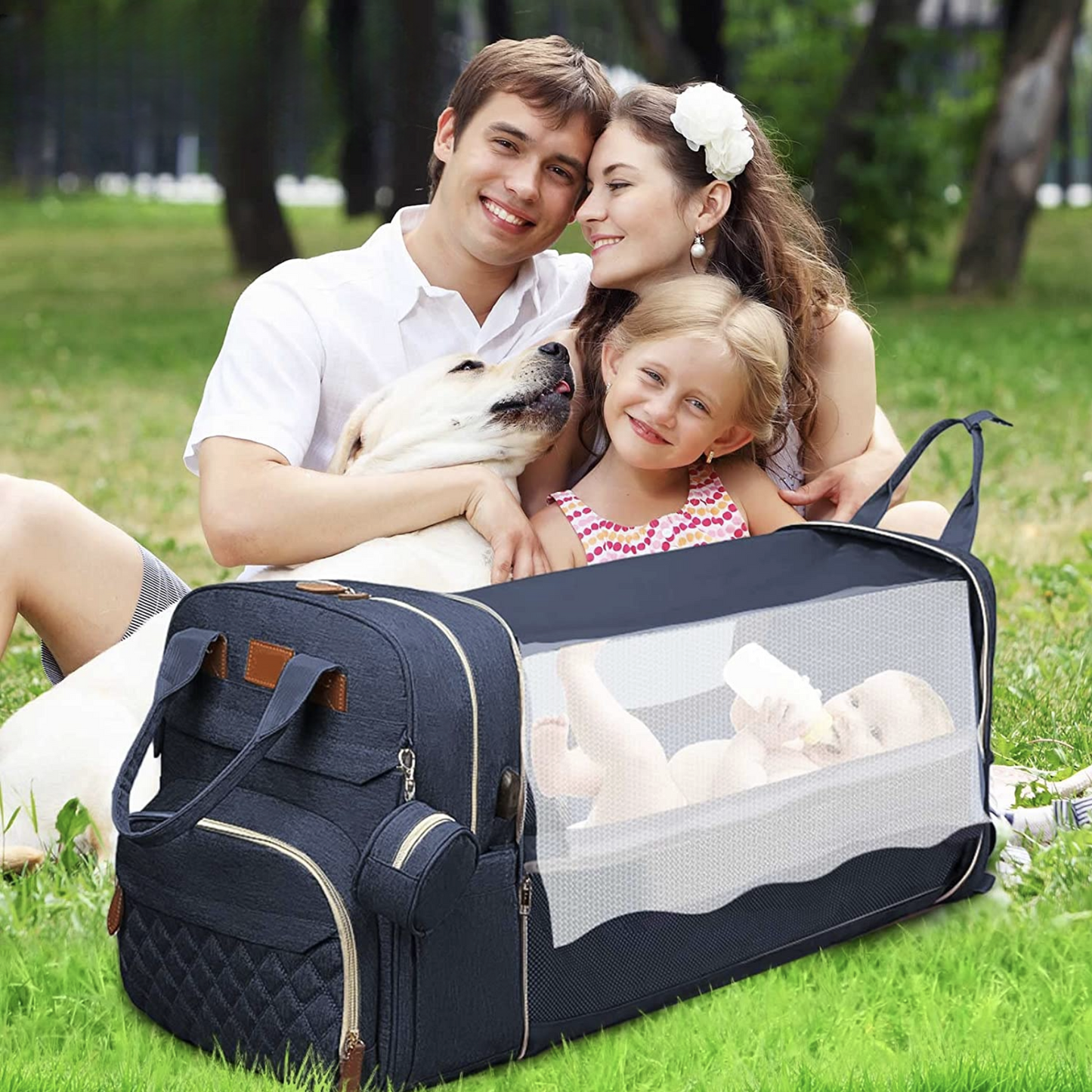 Wickelrucksack mit Multifunktions-Babytaschen für Eltern