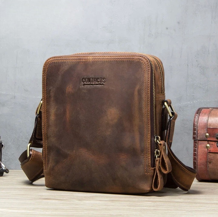 Handmade men's bag made of genuine leather