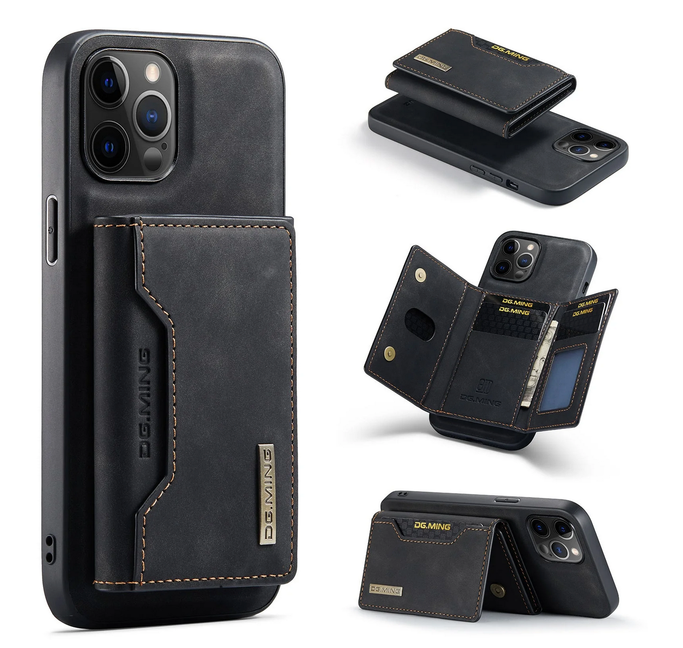 2-in-1 magnetic leather case for iPhone 12 13 14 15 Pro Max