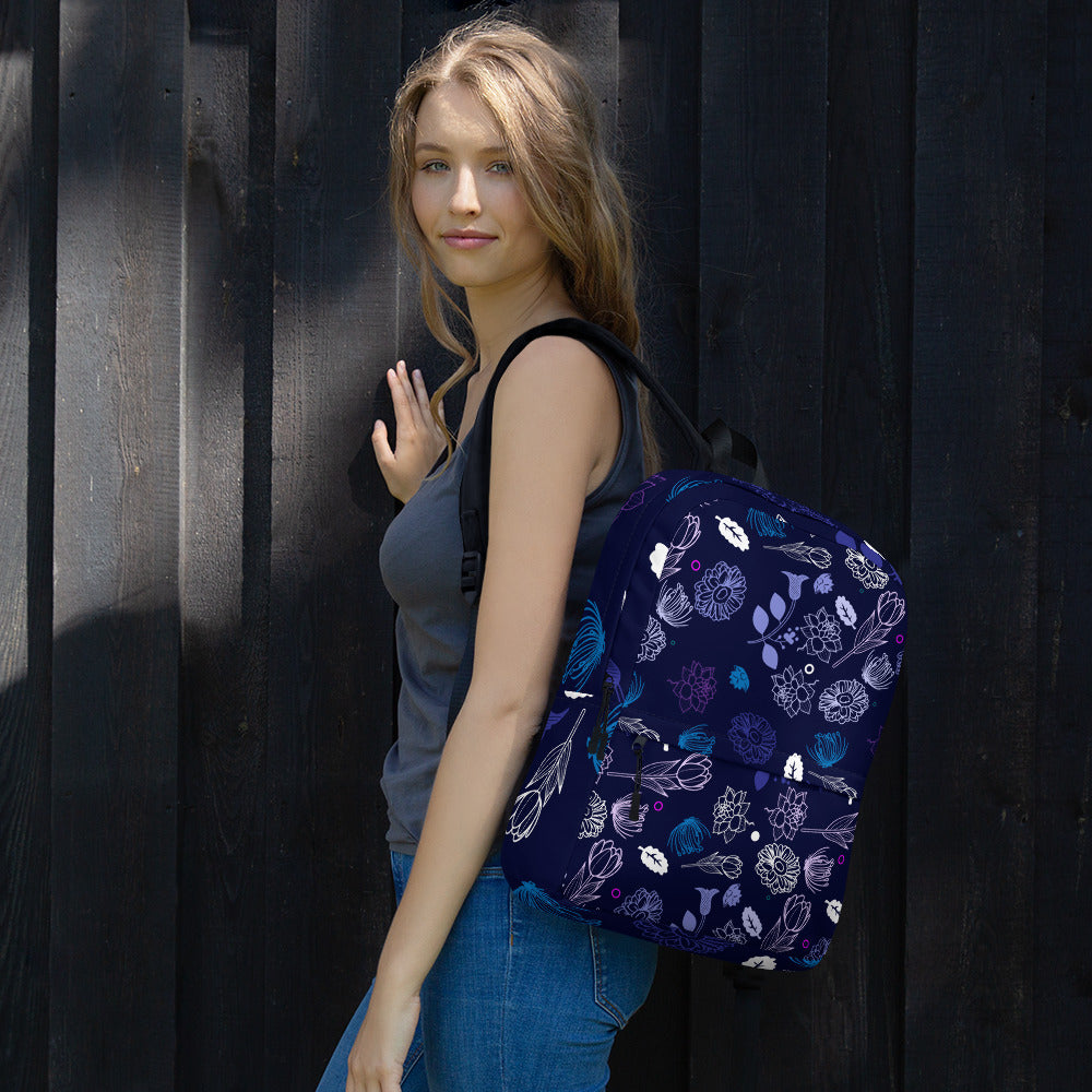Backpack with flowers