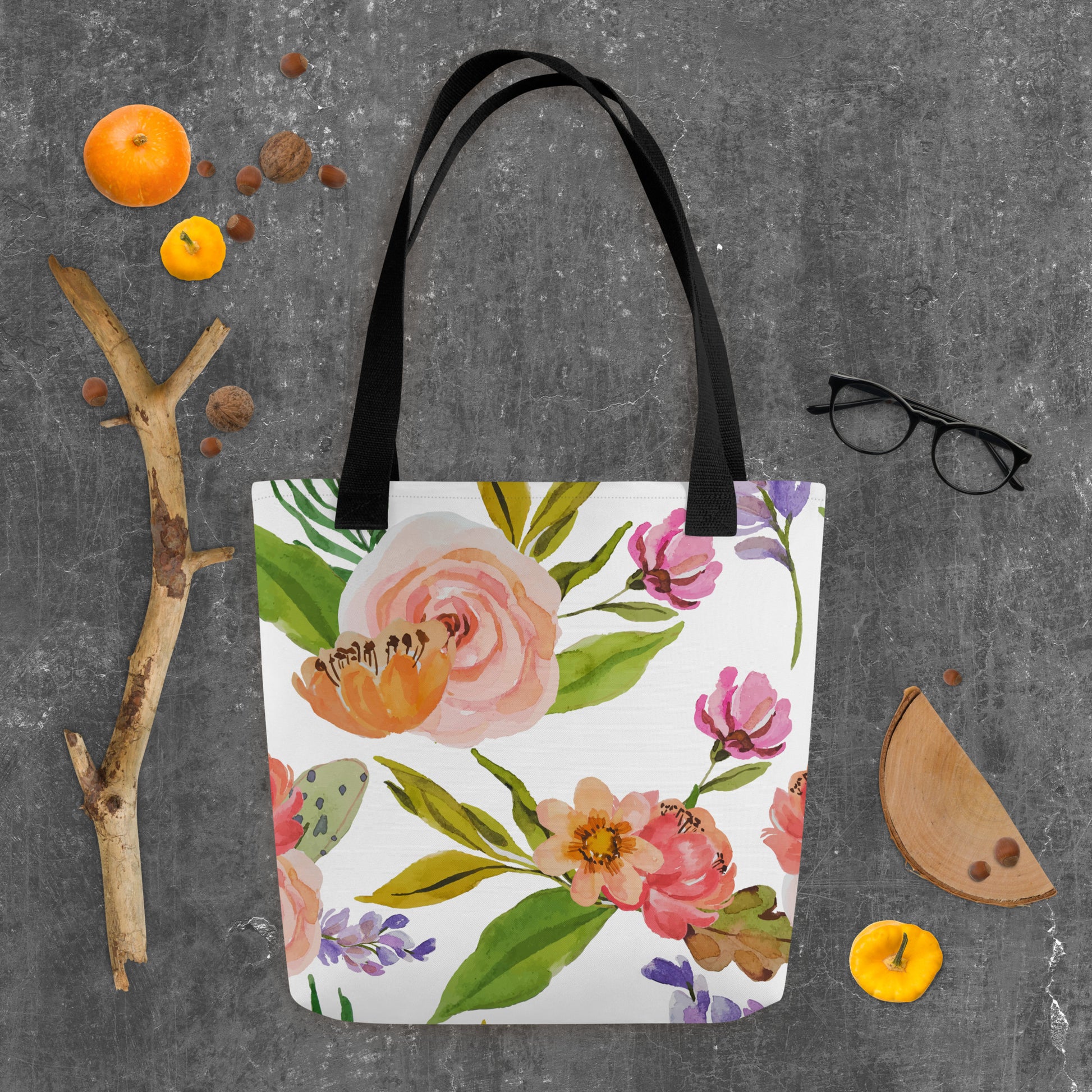 Cloth bag with floral pattern