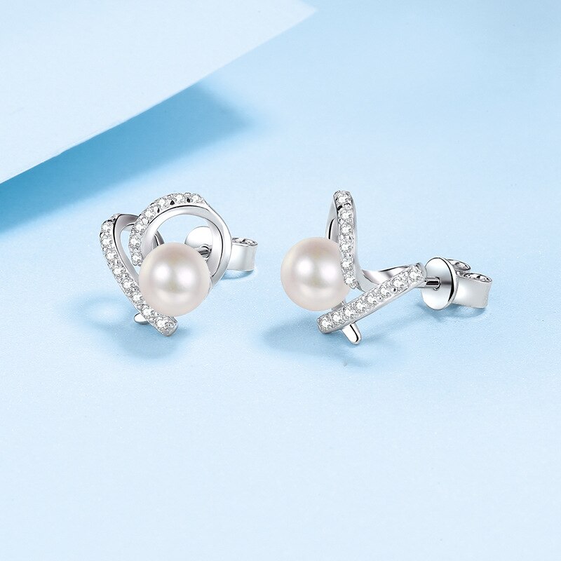 Engagement stud earrings with freshwater pearl earrings