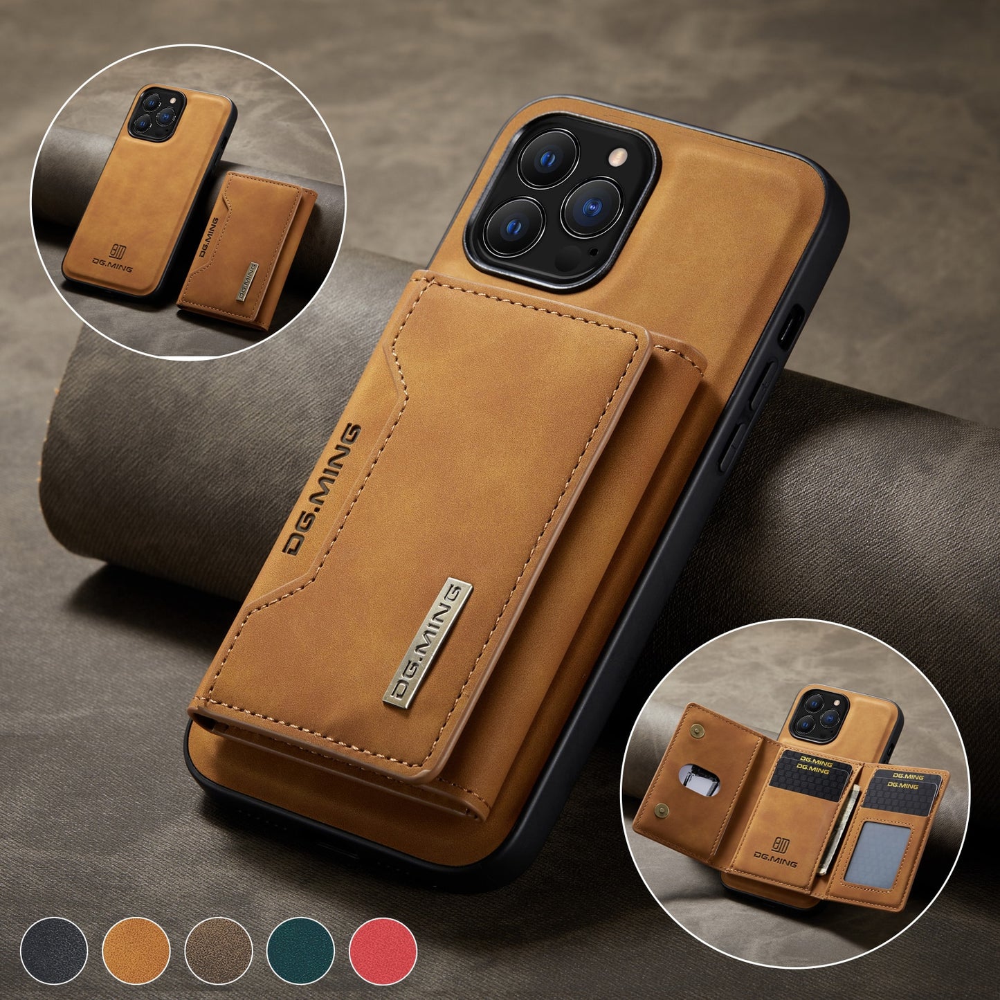 2-in-1 magnetic leather case for iPhone 12 13 14 15 Pro Max